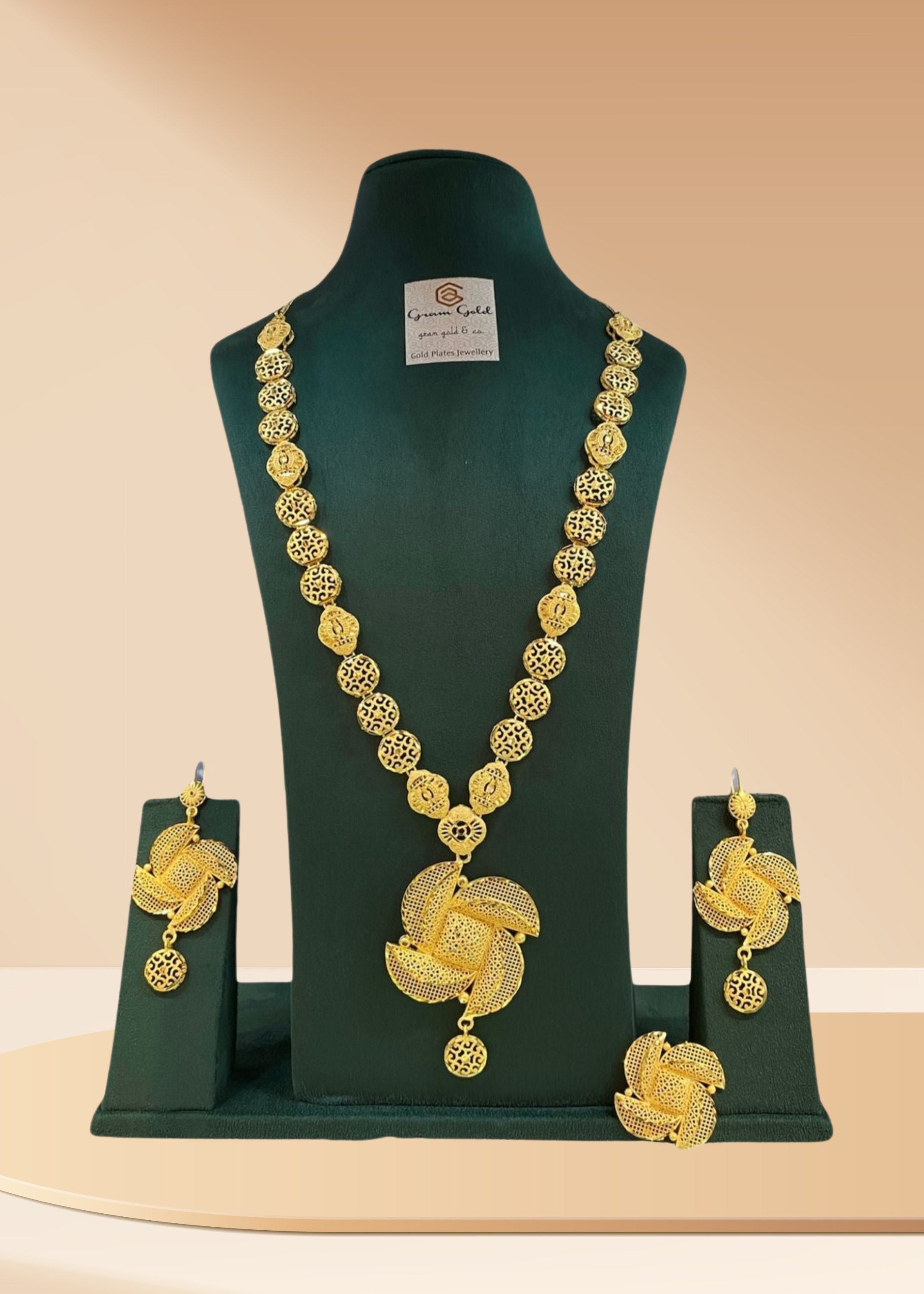 Turkish Gold Plated Long Necklace Set