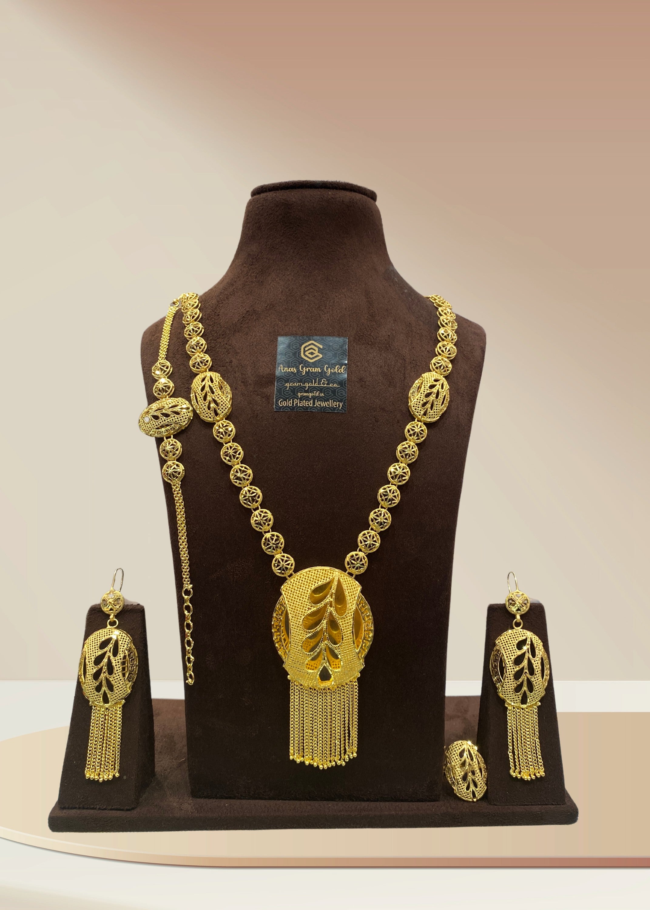 Turkish Gold Plated Long Necklace Set