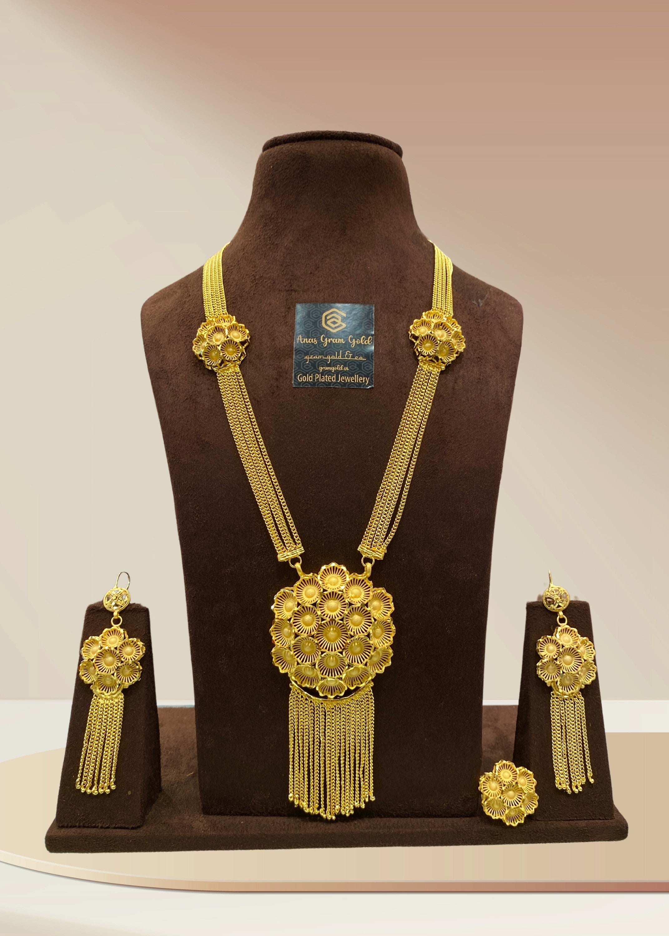 Turkish Gold Plated Long Necklace Set