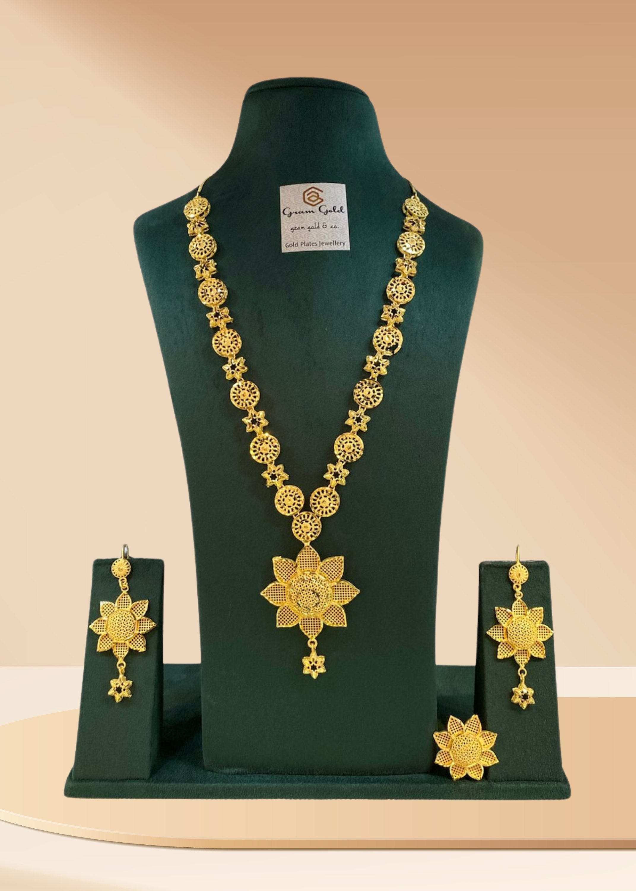 Turkish Gold Plated Long Necklace Set