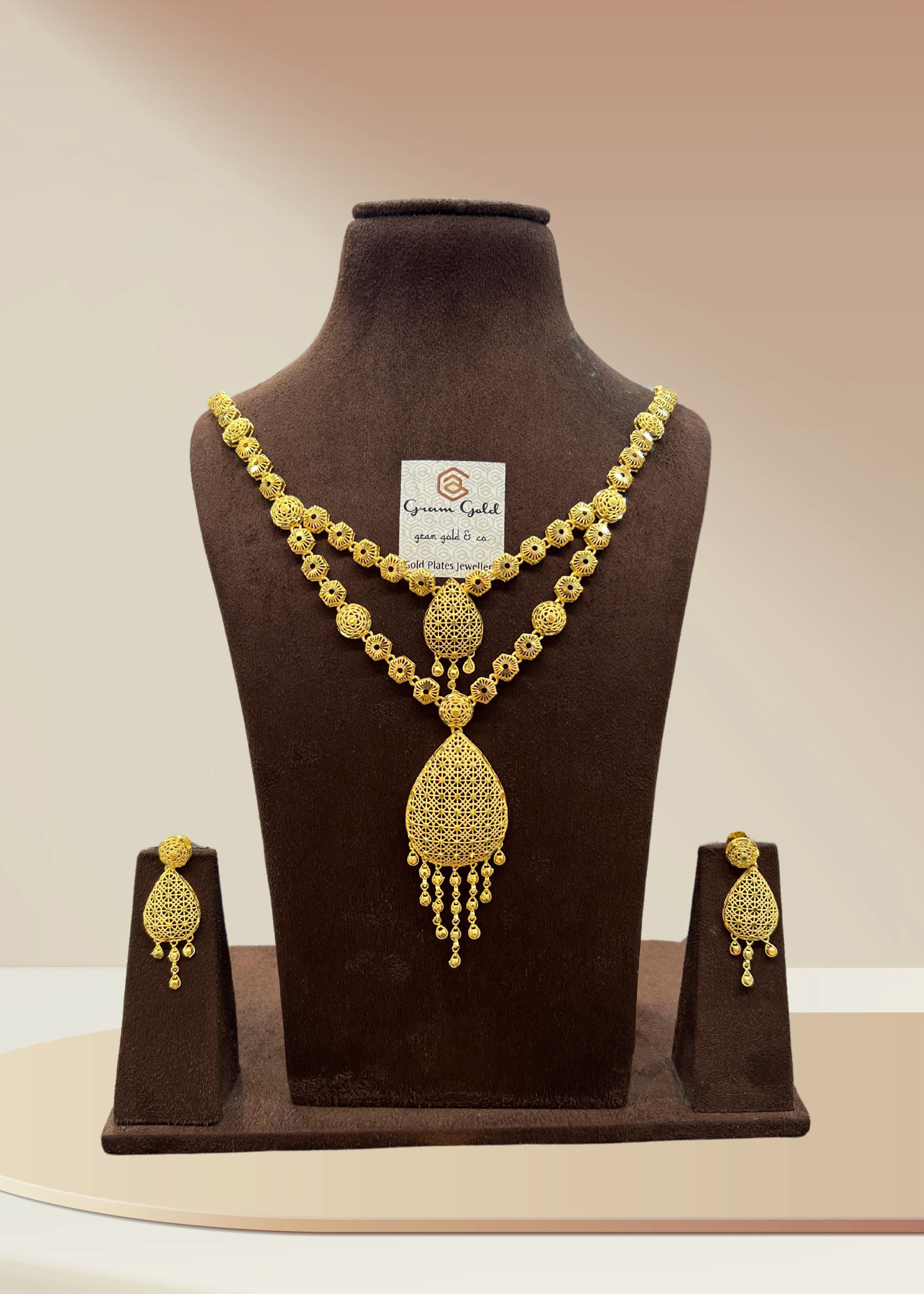 Turkish Gold Plated Long Necklace Set