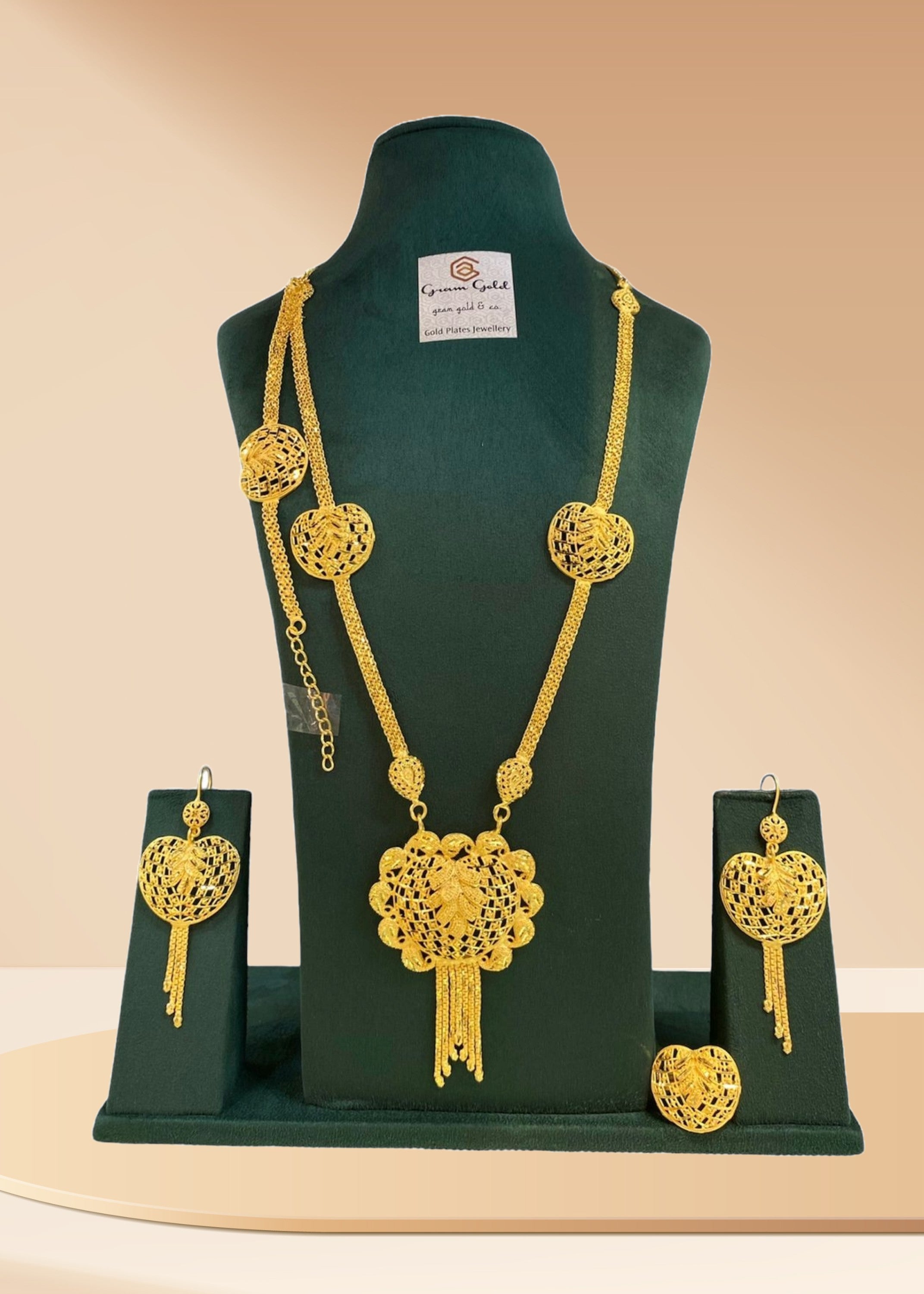 Turkish Gold Plated Long Necklace Set