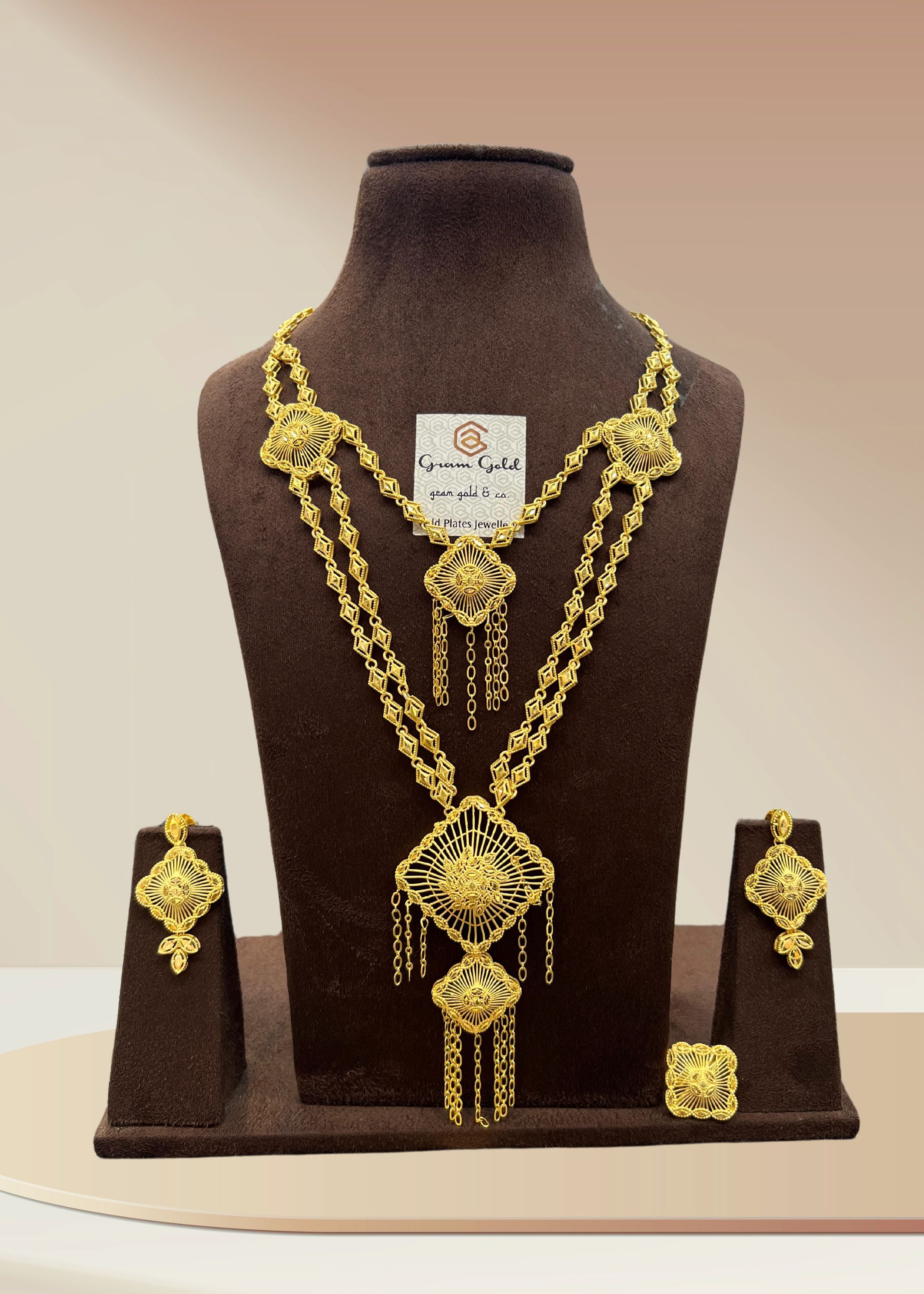 Turkish Gold Plated Long Necklace Set