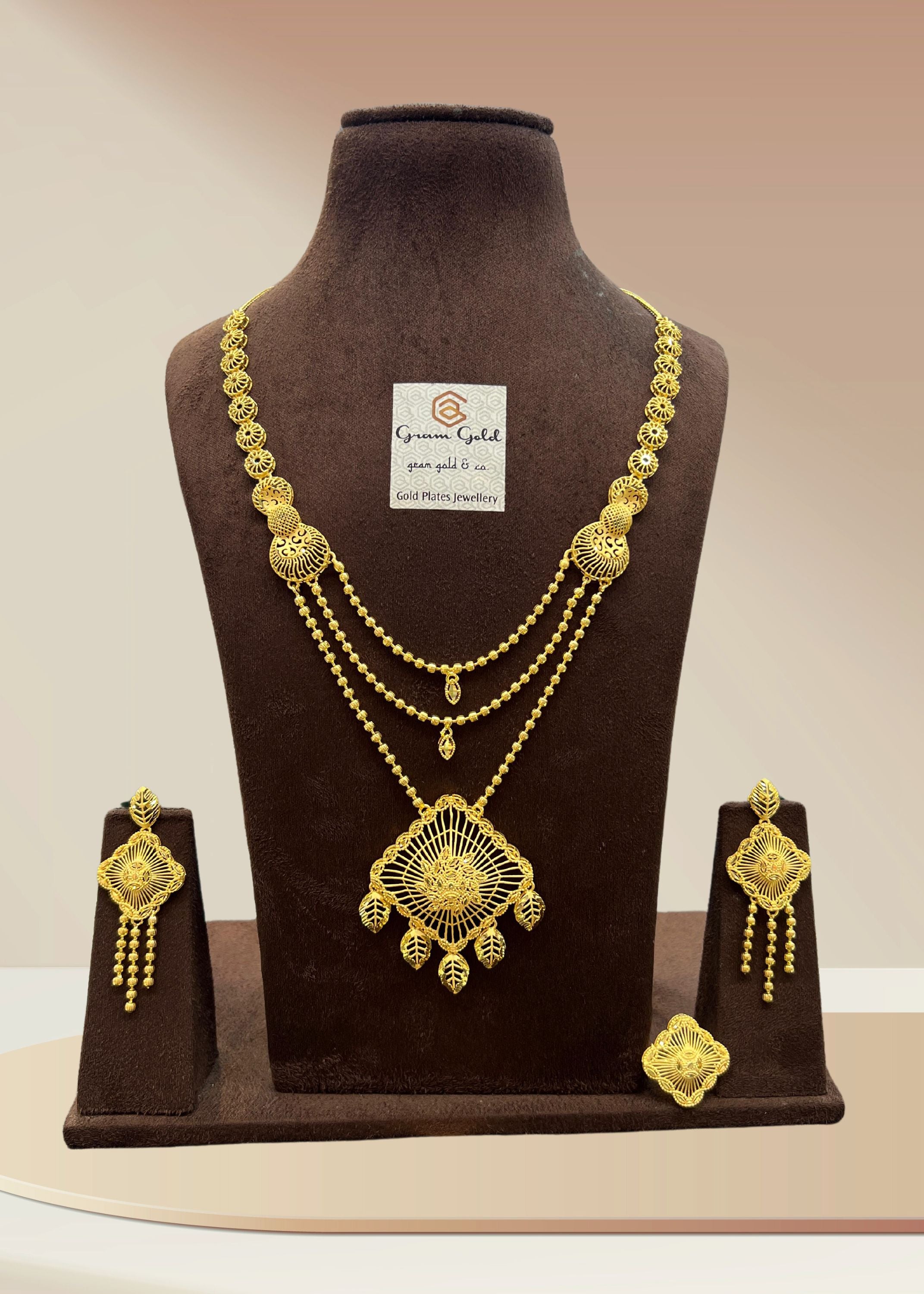 Turkish Gold Plated Long Necklace Set