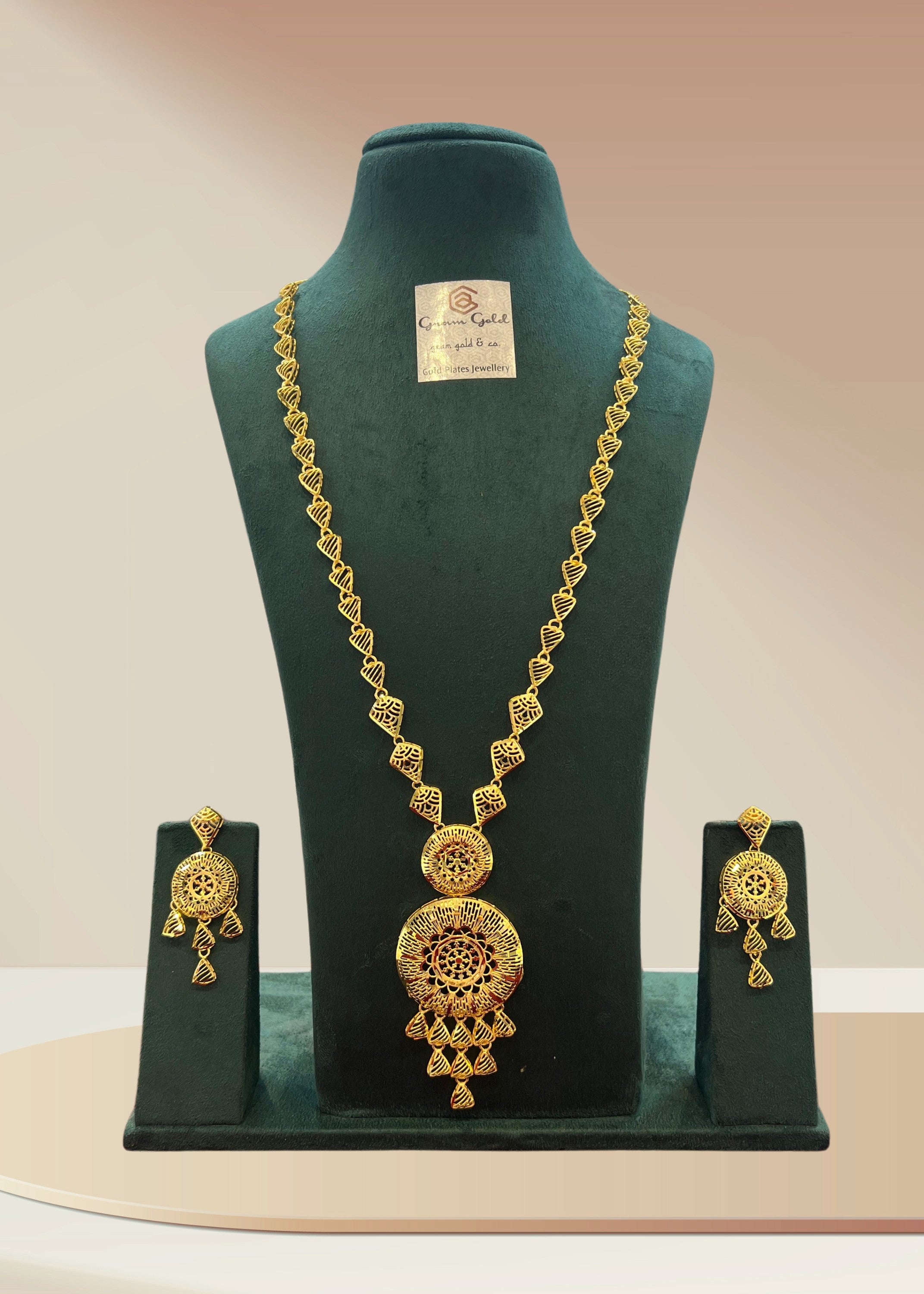 Turkish Gold Plated Long Necklace Set