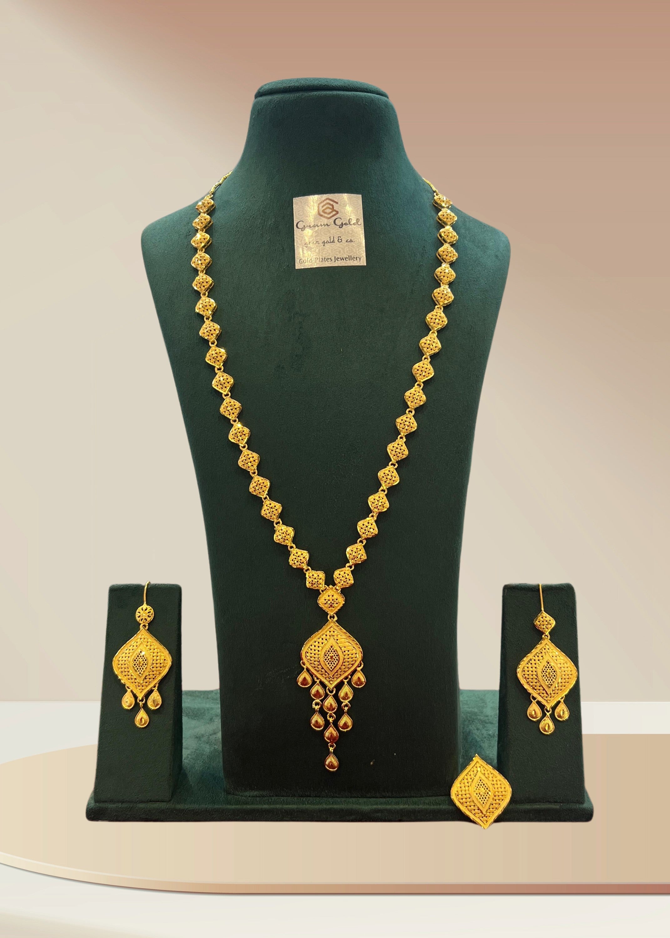 Turkish Gold Plated Long Necklace Set