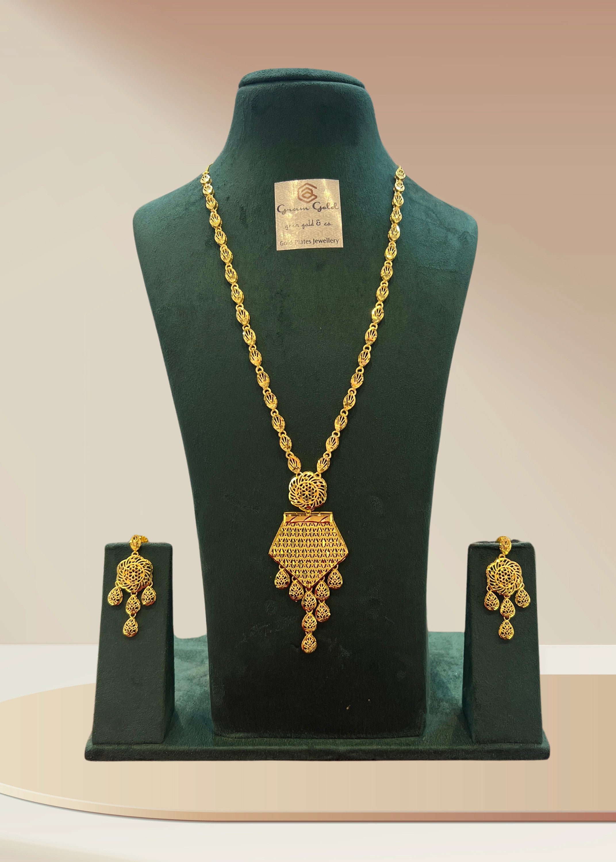 Turkish Gold Plated Long Necklace Set