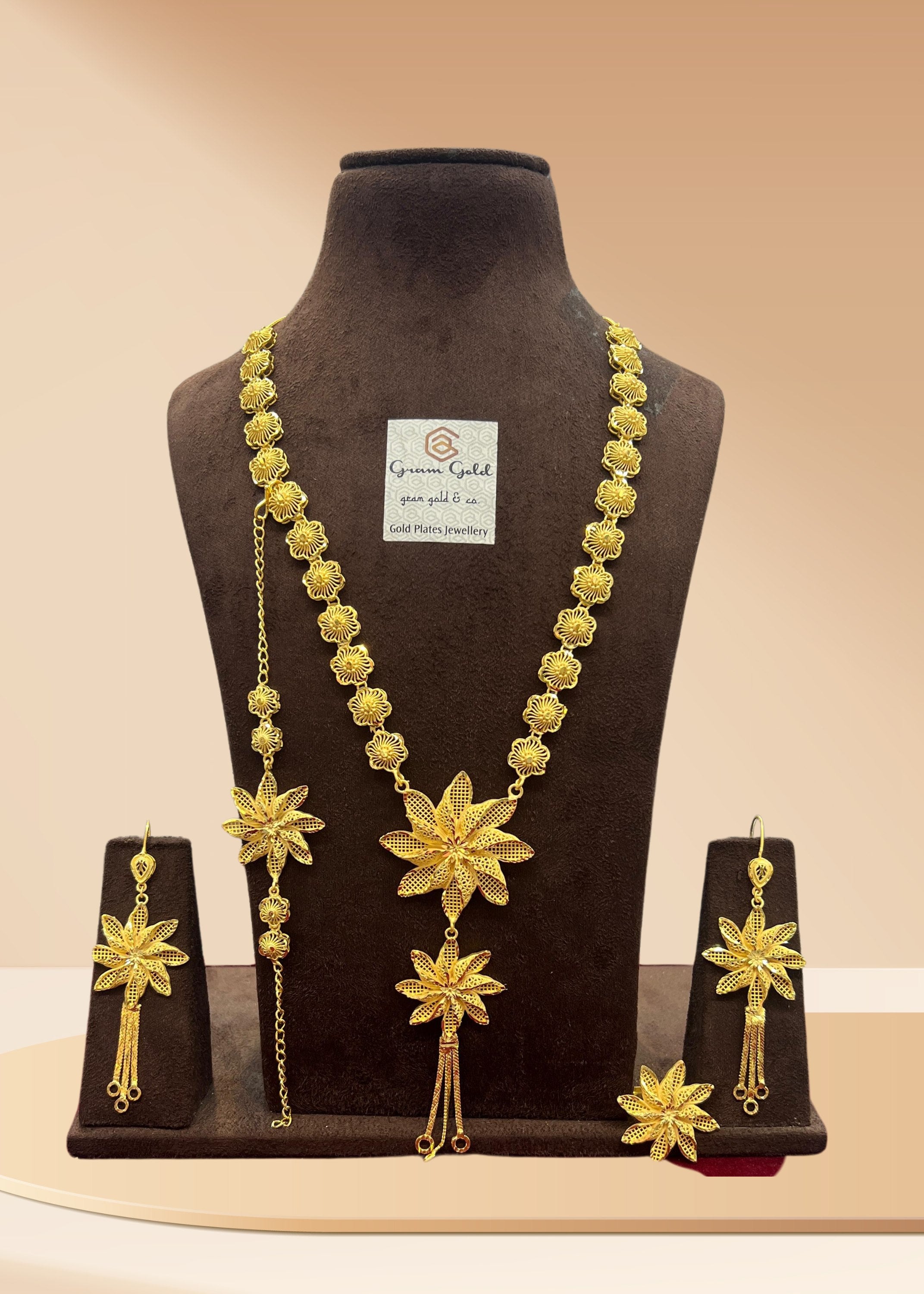 Turkish Sunflower Long Necklace Set