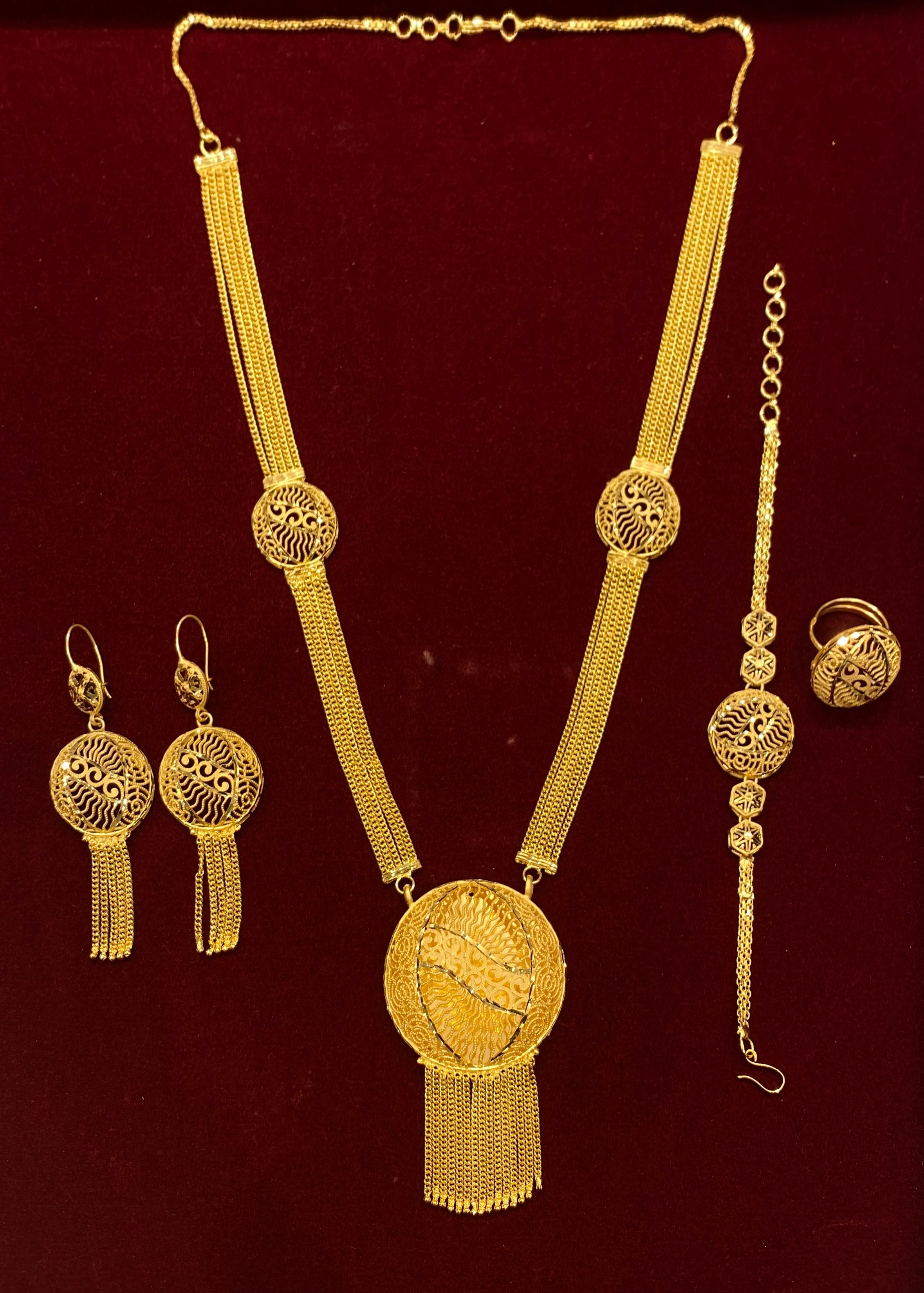 Turkish Gold Plated Long Necklace Set