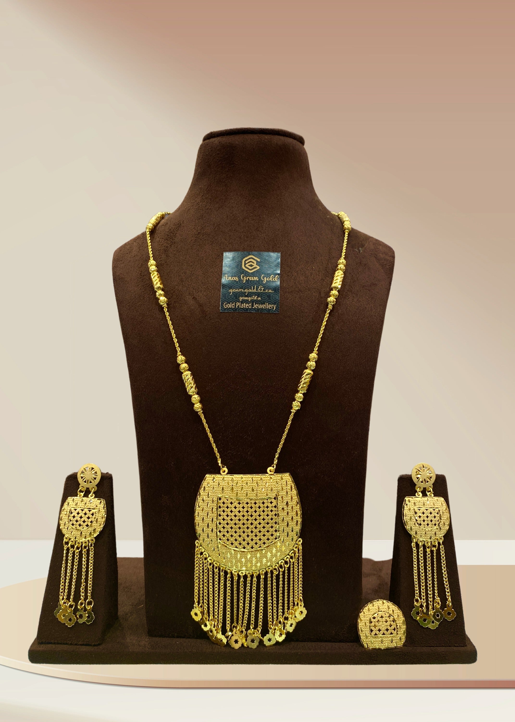 Turkish Gold Plated Long Necklace Set